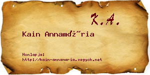 Kain Annamária névjegykártya